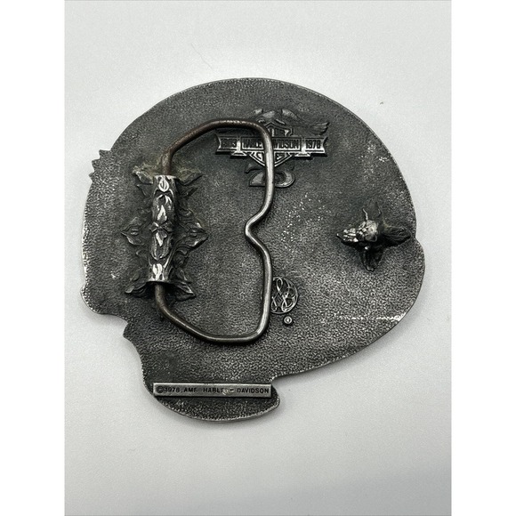 HARLEY DAVIDSON VINTAGE 75 YEAR ANNIVERSARY PEWTER 1978 AMF BELT BUCKLE - Picture 2 of 7